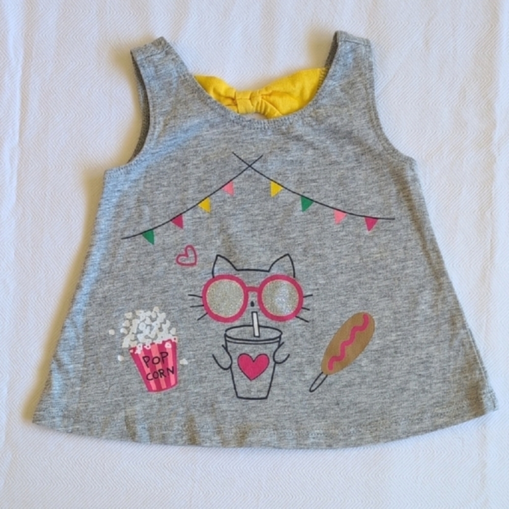 first impressions gray graphic summer swing tank top 3-6 months baby girl